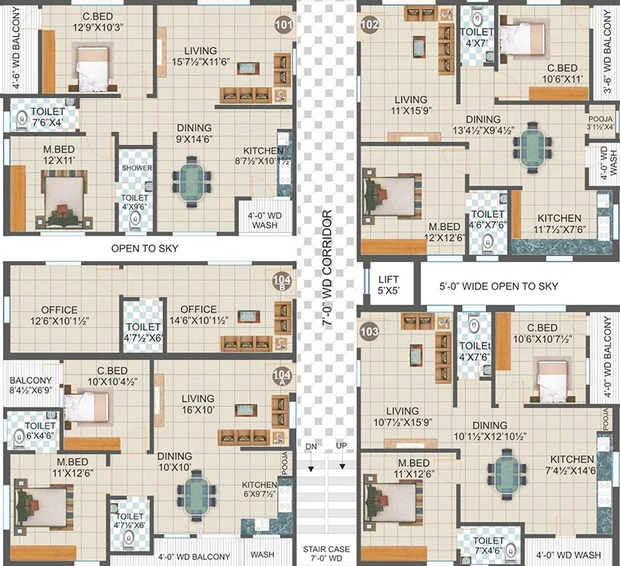 Floor Plan of Srita Splendor in Kondapur, Hyderabad - Image 218475