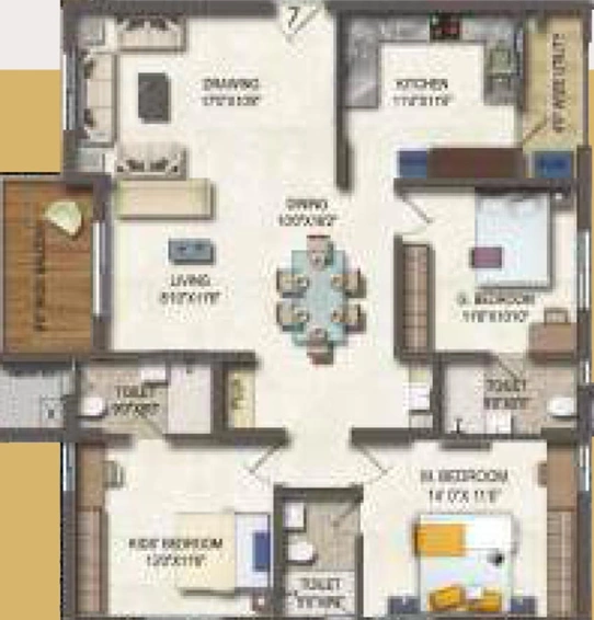 3 BHK Flat in Theme Vista in Langar House, Hyderabad - Image 831443