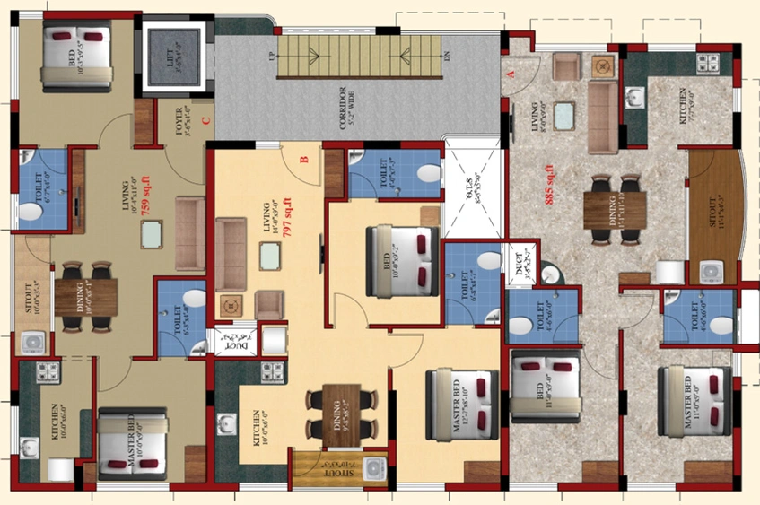 Floor Plan of Kanya Sri Ekaa in Velachery, Chennai - Image 218575