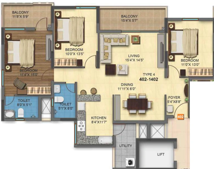 3 BHK Flat in MRKR Mera Homes in Whitefield, Bangalore - Image 831459
