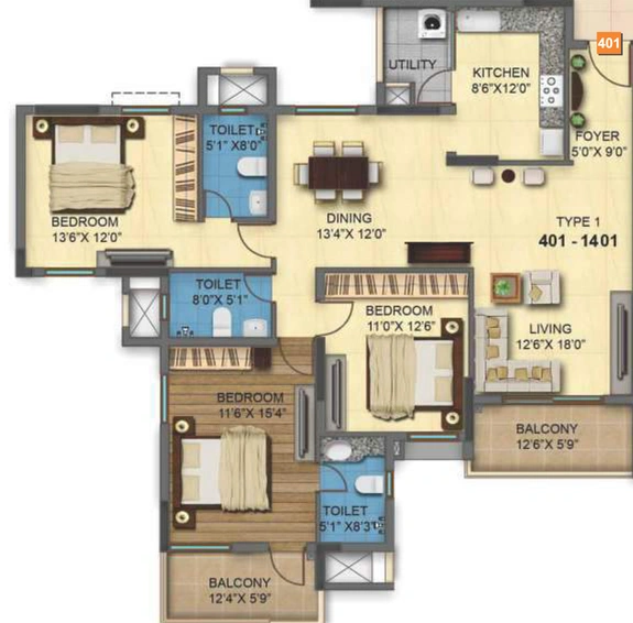 3 BHK Flat in MRKR Mera Homes in Whitefield, Bangalore - Image 831460