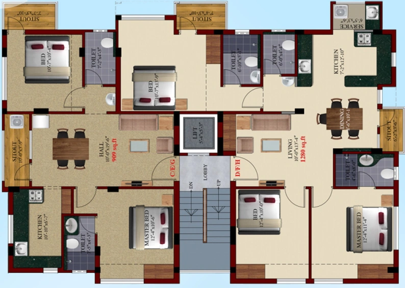 Floor Plan of Kanya Sri Sai in Perungudi, Chennai - Image 218626