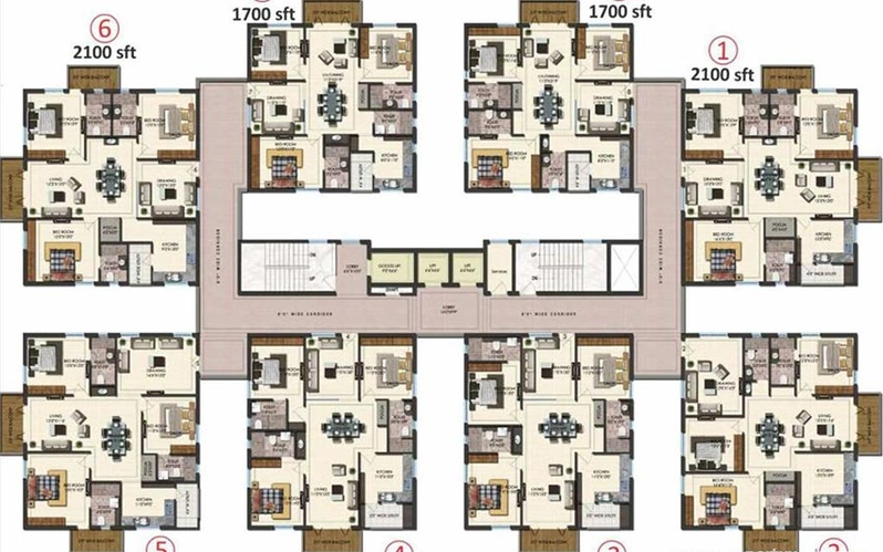 Floor Plan of Aditya Beaumont in Jubilee Hills, Hyderabad - Image 218623