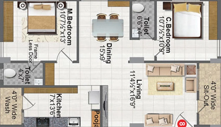 1 BHK Flat in Aditya Elegance in Nallagandla, Hyderabad - Image 831479
