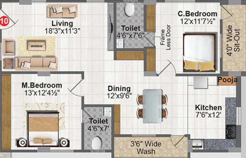 2 BHK Flat in Aditya Elegance in Nallagandla, Hyderabad - Image 831484