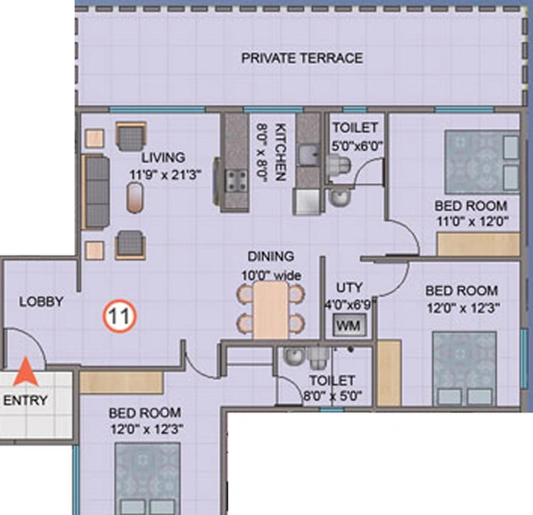 3 BHK Flat in Nishant Prime in Whitefield, Bangalore - Image 831490