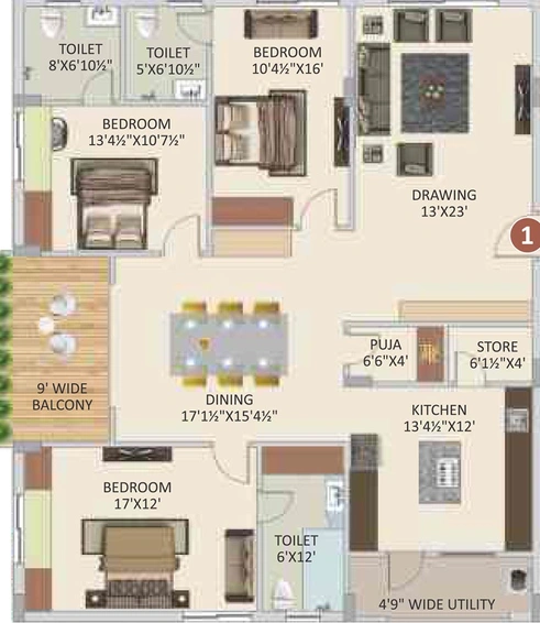 3 BHK Flat in Anuhar Yellow Stone in Alkapur, Hyderabad - Image 831515