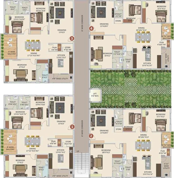 Floor Plan of Anuhar Yellow Stone in Alkapur, Hyderabad - Image 218734