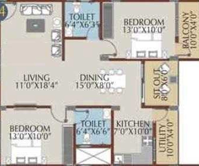 2 BHK Flat in Radiant Royal Woods in Whitefield, Bangalore - Image 831523