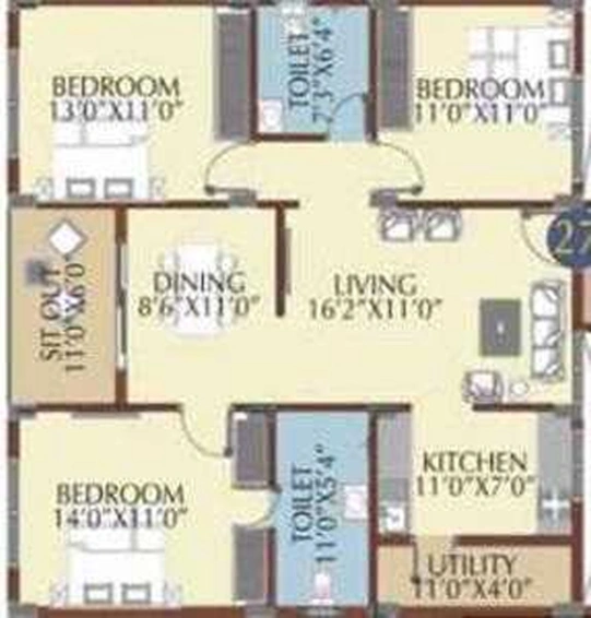 3 BHK Flat in Radiant Royal Woods in Whitefield, Bangalore - Image 831524
