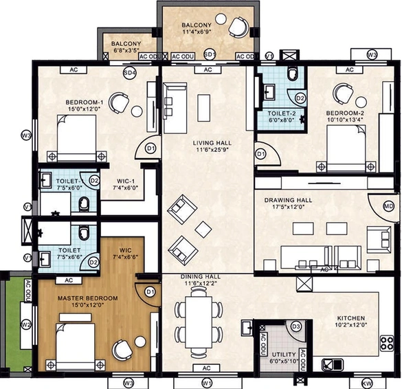 3 BHK Flat in Empire Urbana in Nanakramguda, Hyderabad - Image 831534