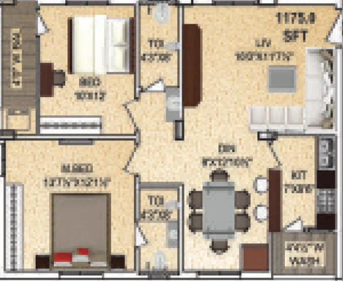 2 BHK Flat in Girija Marvel in Chandanagar, Hyderabad - Image 831571