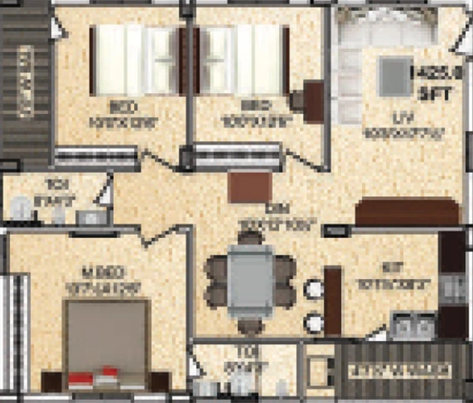 3 BHK Flat in Girija Marvel in Chandanagar, Hyderabad - Image 831573
