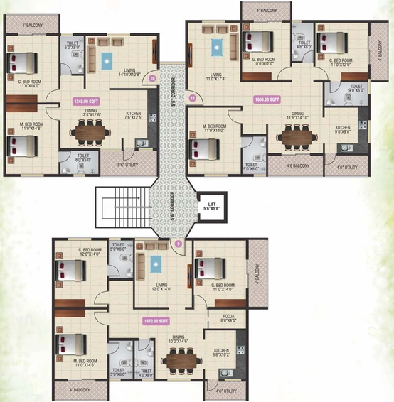 Floor Plan of Sai Raghavendra Bloom Fields in Whitefield, Bangalore - Image 218919