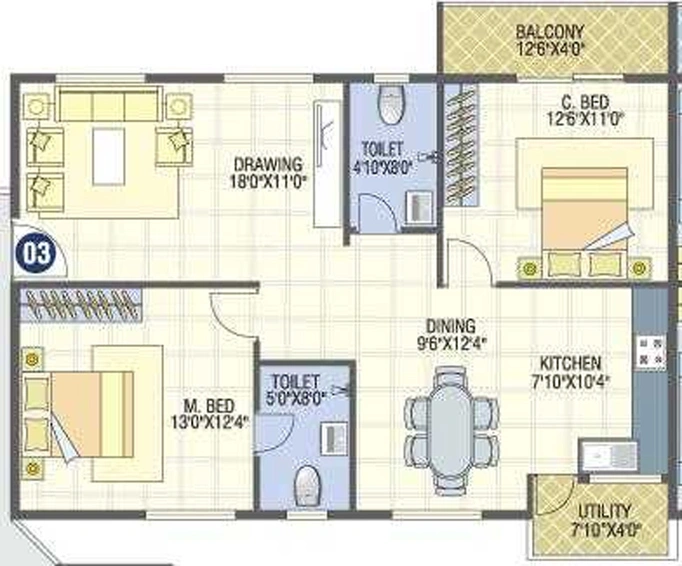 2 BHK Flat in Sai Raghavendras White Midas in Whitefield, Bangalore - Image 831600
