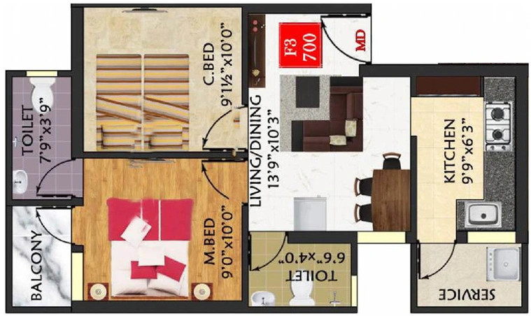 2 BHK Flat in The Nest Wow in Sholinganallur, Chennai - Image 831614