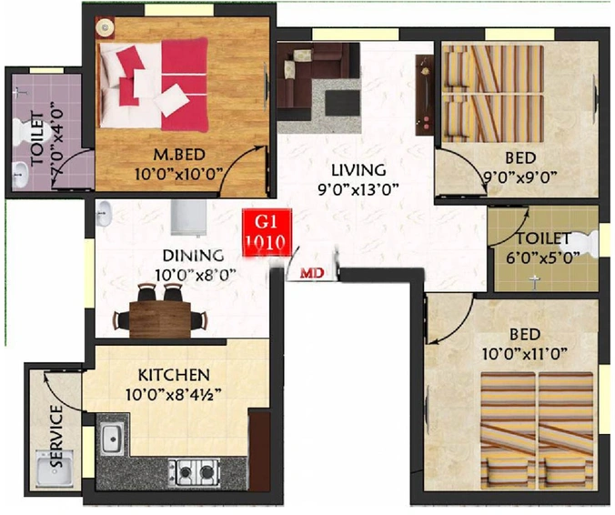 3 BHK Flat in The Nest Wow in Sholinganallur, Chennai - Image 831615