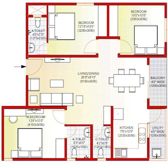 3 BHK Flat in Samarth Gajanana Sumuk in Whitefield, Bangalore - Image 831612