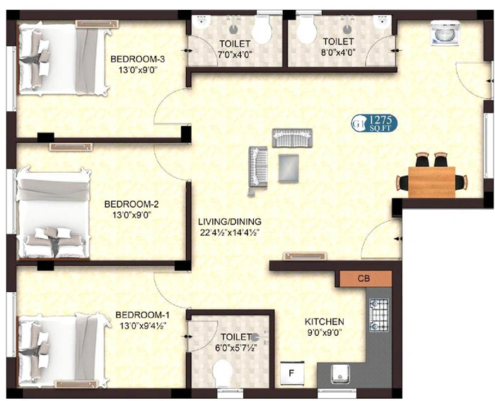 3 BHK Flat in The Nest Cherish in Sholinganallur, Chennai - Image 831619
