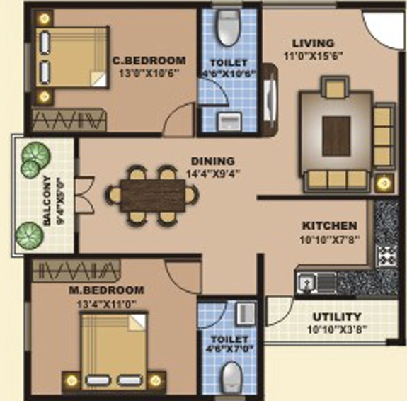2 BHK Flat in Saranya Homes in Whitefield, Bangalore - Image 831631