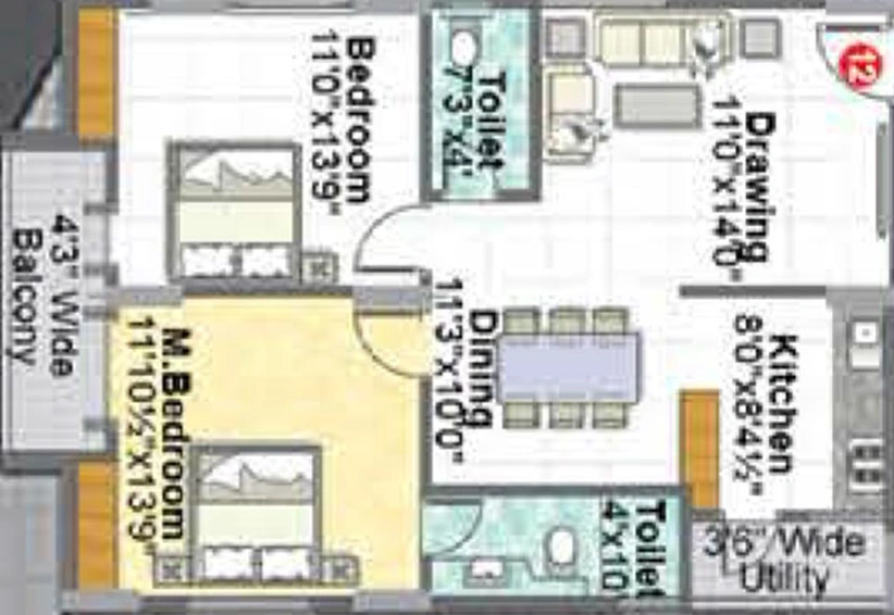 2 BHK Flat in Sri Sairam Lake City in Hafeezpet, Hyderabad - Image 831681