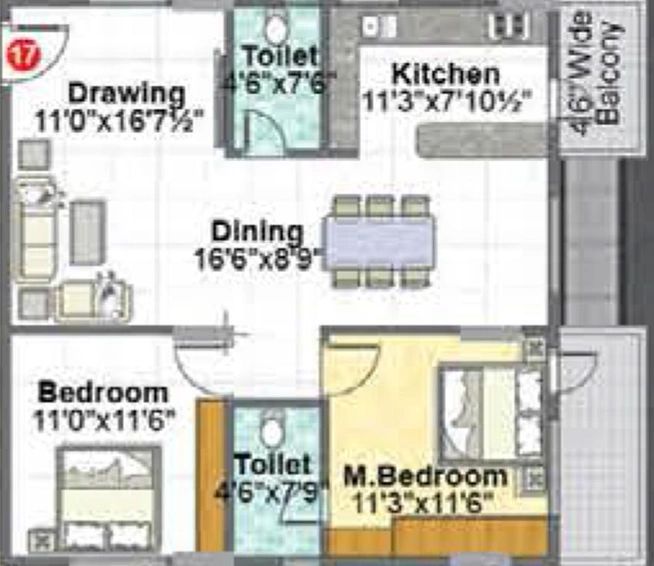 2 BHK Flat in Sri Sairam Lake City in Hafeezpet, Hyderabad - Image 831682