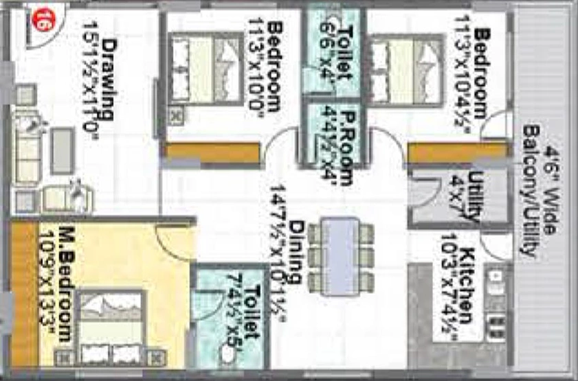3 BHK Flat in Sri Sairam Lake City in Hafeezpet, Hyderabad - Image 831685
