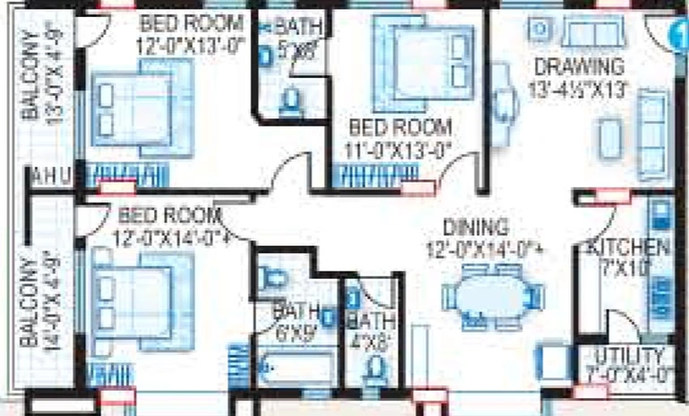 3 BHK Flat in Srisairam Towers in Hafeezpet, Hyderabad - Image 831703