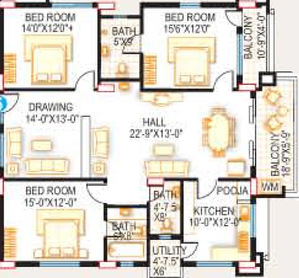 3 BHK Flat in Srisairam Towers in Hafeezpet, Hyderabad - Image 831705