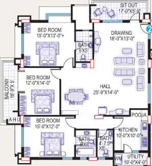 3 BHK Flat in Srisairam Towers in Hafeezpet, Hyderabad - Image 831707