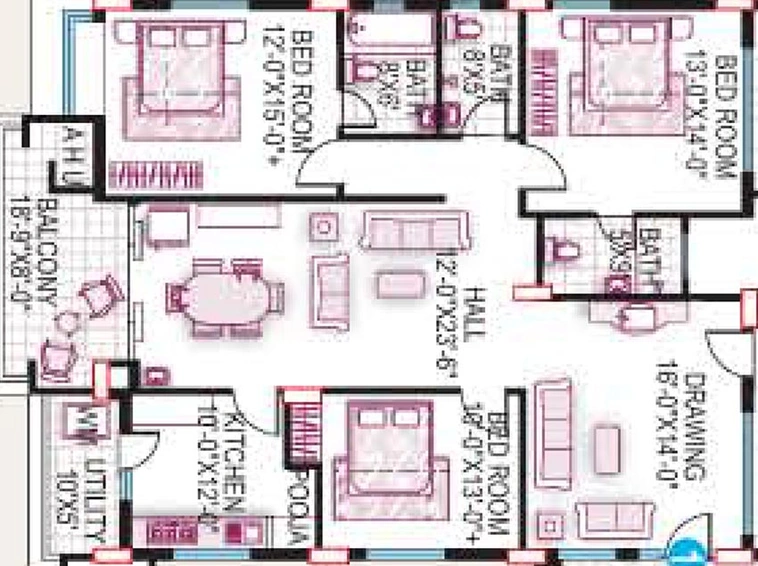 3 BHK Flat in Srisairam Towers in Hafeezpet, Hyderabad - Image 831708