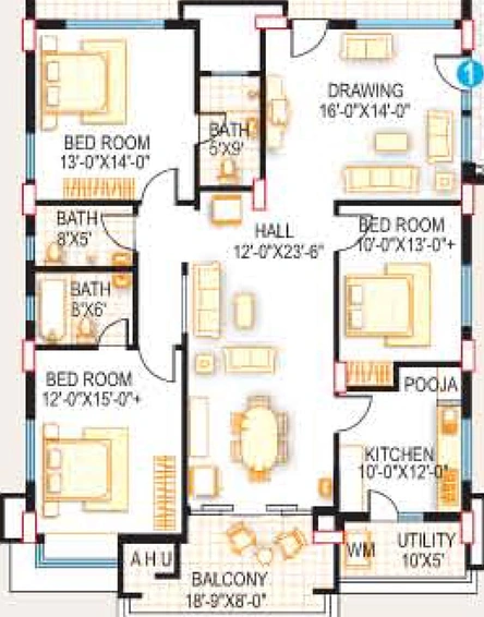3 BHK Flat in Srisairam Towers in Hafeezpet, Hyderabad - Image 831709