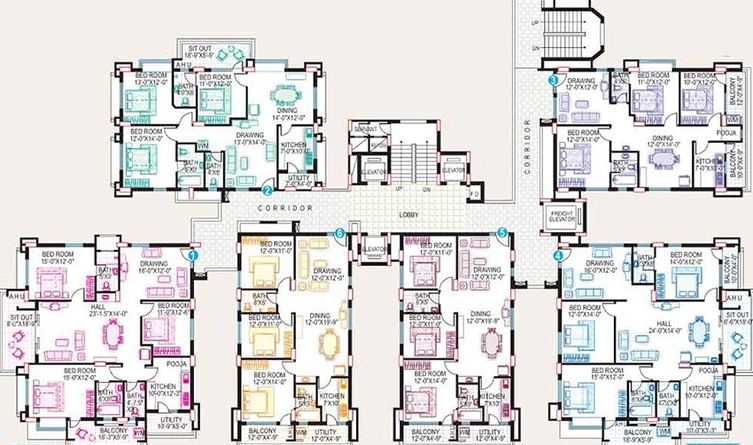 Floor Plan of Srisairam Towers in Hafeezpet, Hyderabad - Image 219178