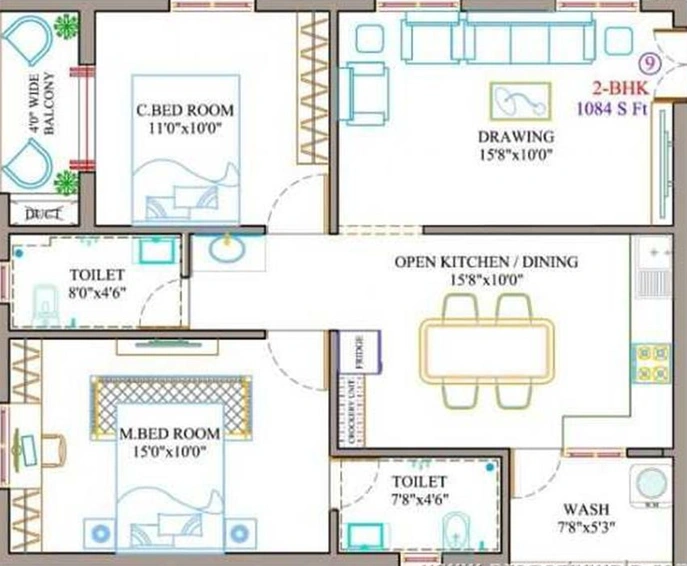 2 BHK Flat in Tricolour Palm Cove in Uppal, Hyderabad - Image 831717