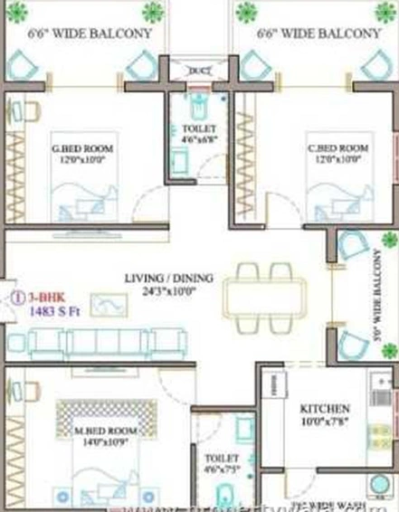 3 BHK Flat in Tricolour Palm Cove in Uppal, Hyderabad - Image 831719
