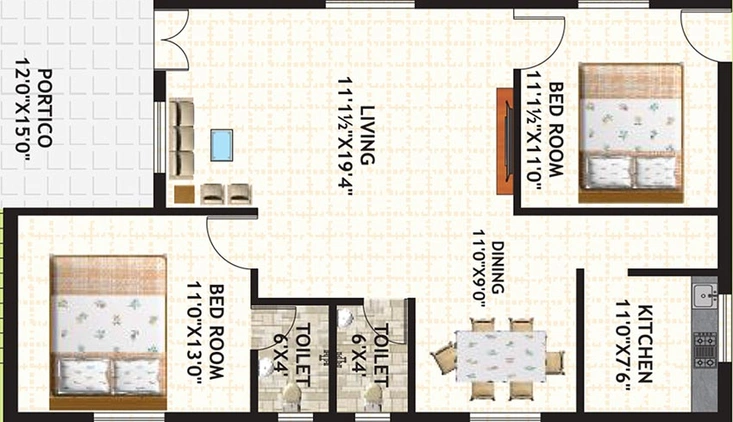 2 BHK House/Villa in Vulcan Jacinta Gardens in Kukatpally, Hyderabad - Image 831729
