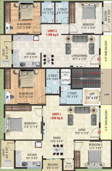 Floor Plan of SV Sri Vinayaka Residency in Channasandra, Bangalore - Image 219288