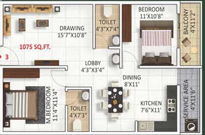 2 BHK Flat in Srivari Kutira in Whitefield, Bangalore - Image 831757