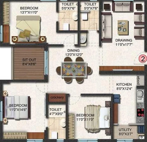 3 BHK Flat in NCL Sindhu in Kompally, Hyderabad - Image 831765
