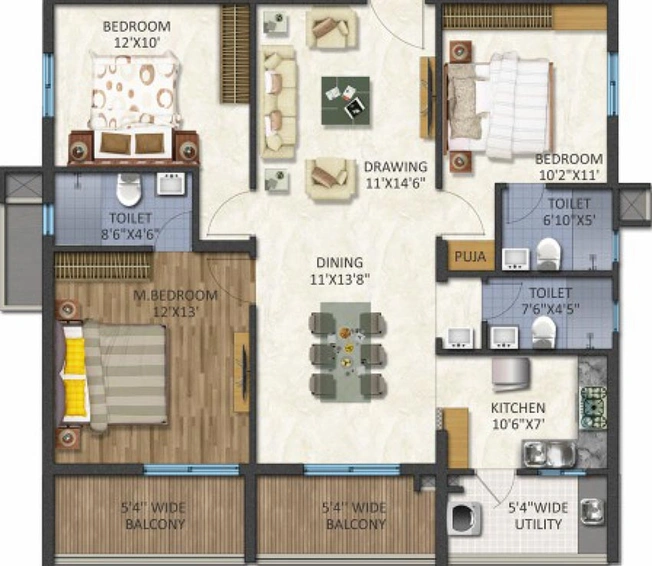 3 BHK Flat in Niharika Landmark in Nallagandla, Hyderabad - Image 831768