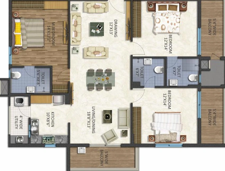 3 BHK Flat in Niharika Landmark in Nallagandla, Hyderabad - Image 831770