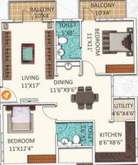 2 BHK Flat in SSVR Urban Flora in Whitefield, Bangalore - Image 831800