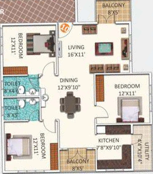 3 BHK Flat in SSVR Urban Flora in Whitefield, Bangalore - Image 831802