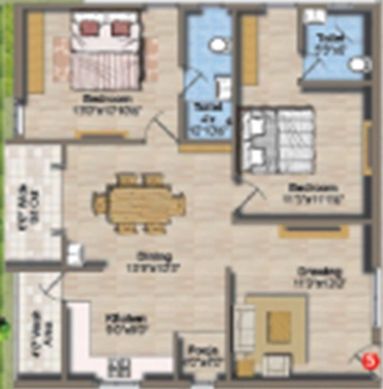 2 BHK Flat in Gamut Creative Abode in Kondapur, Hyderabad - Image 831871