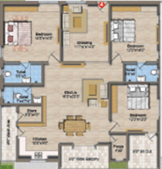 3 BHK Flat in Gamut Creative Abode in Kondapur, Hyderabad - Image 831873