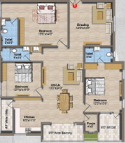3 BHK Flat in Gamut Creative Abode in Kondapur, Hyderabad - Image 831875