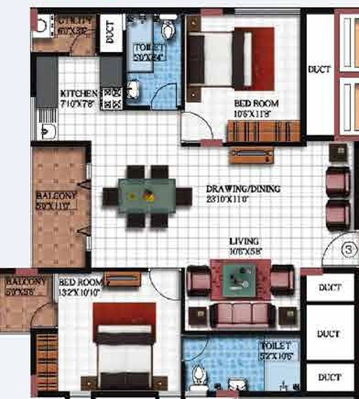 2 BHK Flat in Vishnu Parimala SunRidge in Whitefield, Bangalore - Image 831916