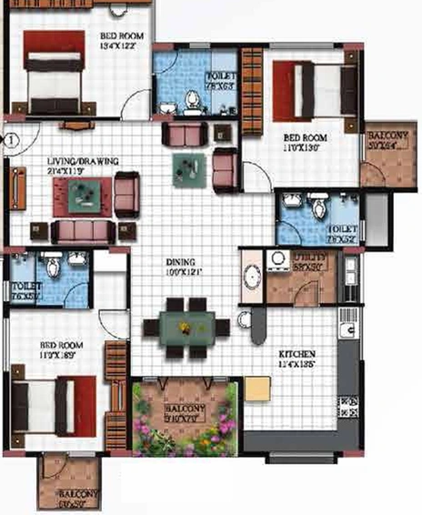 3 BHK Flat in Vishnu Parimala SunRidge in Whitefield, Bangalore - Image 831919