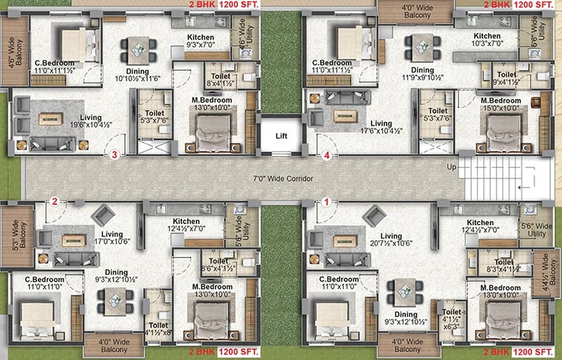 Floor Plan of Inspire Four Square in Narsingi, Hyderabad - Image 219758