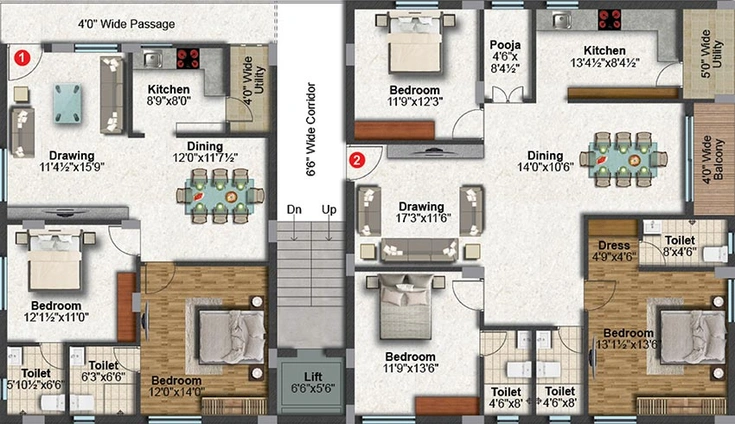 Floor Plan of Kaushiki Kowsalya Elite in Kondapur, Hyderabad - Image 219775